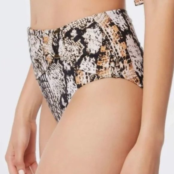 Bleu Rod Beattie Walk On The Wild Side Draped Hi Waist Swim Bottom - Picture 6 of 8